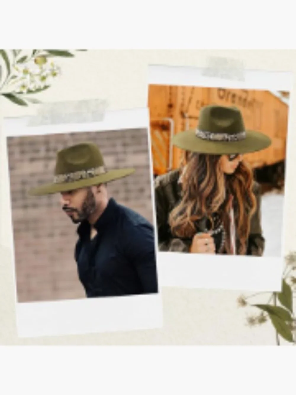 Felt Western Fedora Hat with 4-Inch Wide Brim - Adjustable Unisex